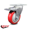 Service Caster 4 Inch Red Polyurethane Wheel Swivel Top Plate Caster with Total Lock Brake SCC-TTL20S414-PPUB-RED